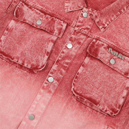 Washed Tie-dye Gradient Denim Jacket For Women MuddyStock
