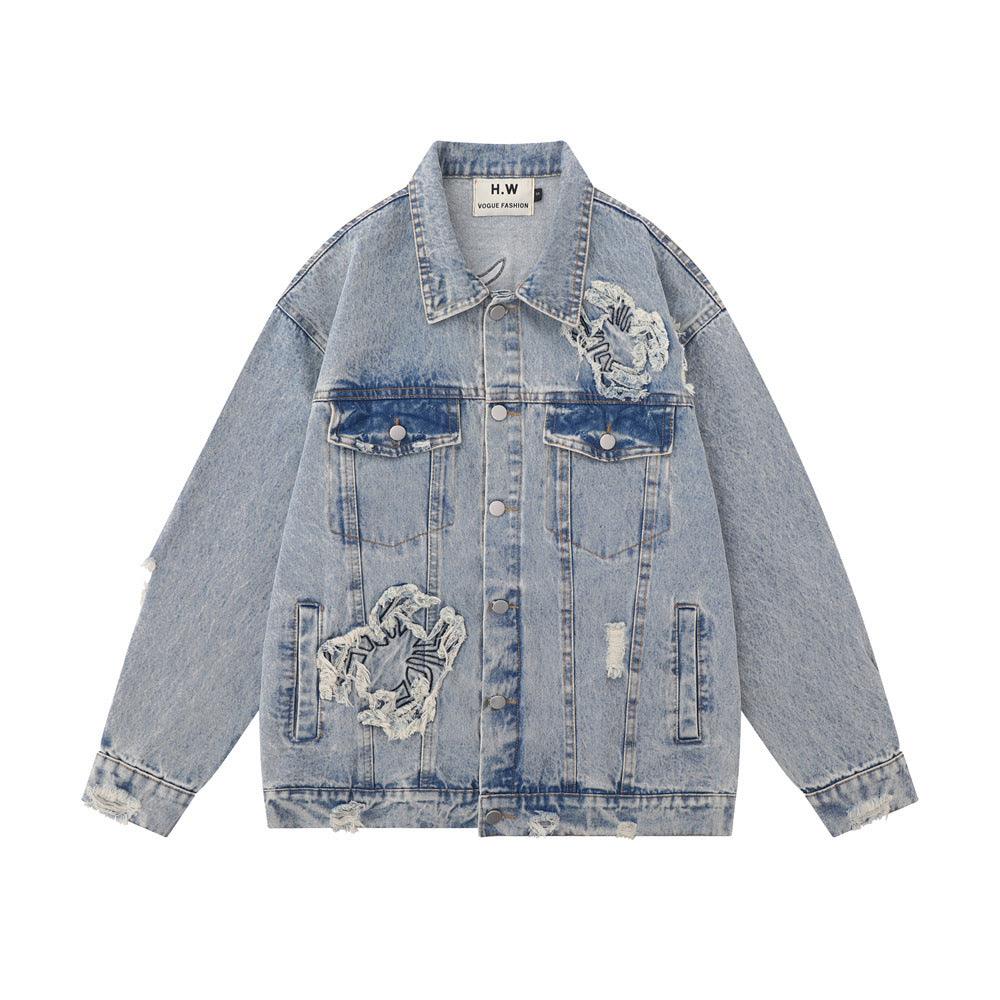 Paste Cloth Embroidery Spider Jacket For Women Blue null