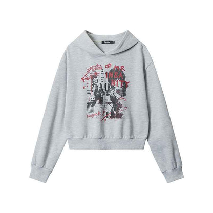 Letter Printed Hoodie For Women Gray MuddyStock