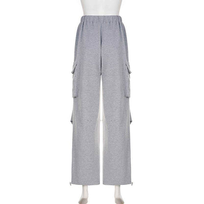 Autumn Sports Style Elastic Waistband Lace-up Casual Trousers MuddyStock