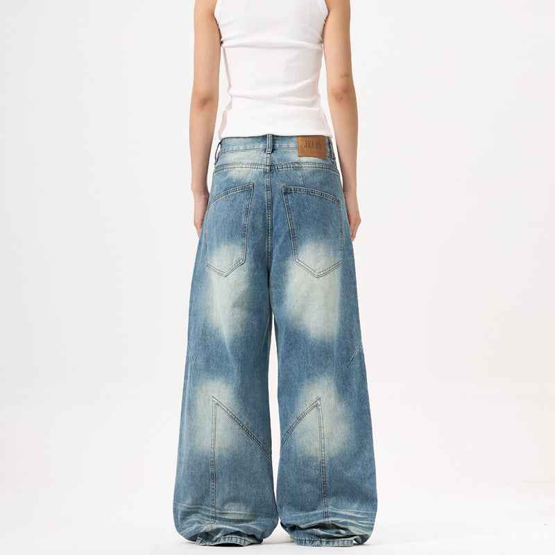 Wide-leg Deconstruct Stitching Jeans For Men And Women MuddyStock
