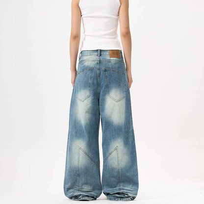 Wide-leg Deconstruct Stitching Jeans For Men And Women MuddyStock