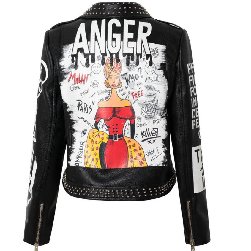 Women's Colorblock Street Trend Cropped Leather Jacket Style3