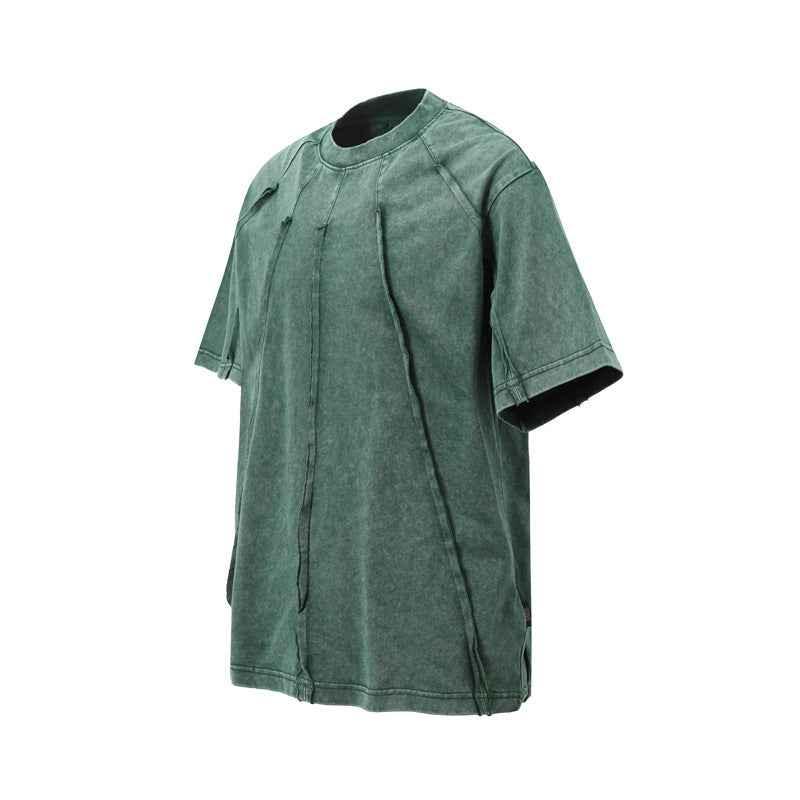 Men's Retro Washed Distressed Loose Niche Half Sleeve T-shirt null