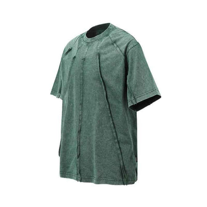 Men's Retro Washed Distressed Loose Niche Half Sleeve T-shirt null