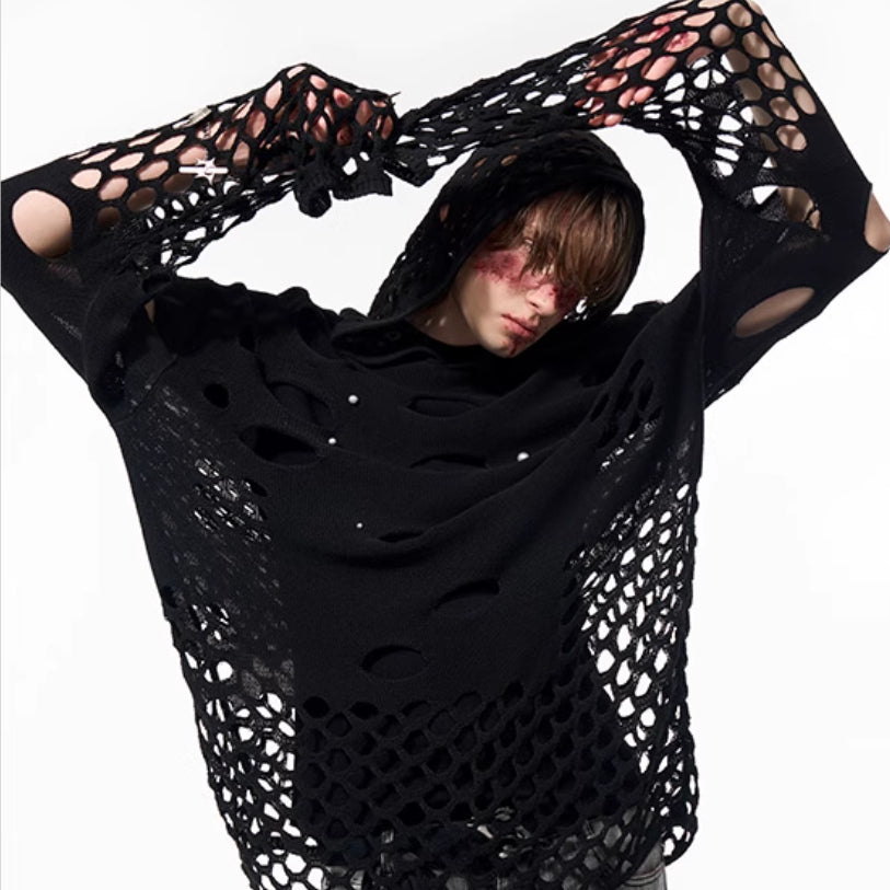 Hollow Pearl Decorative Hoodie For Men