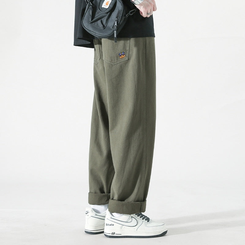 Men's Loose Cargo Pants Straight Casual Trousers 9215 Army Green