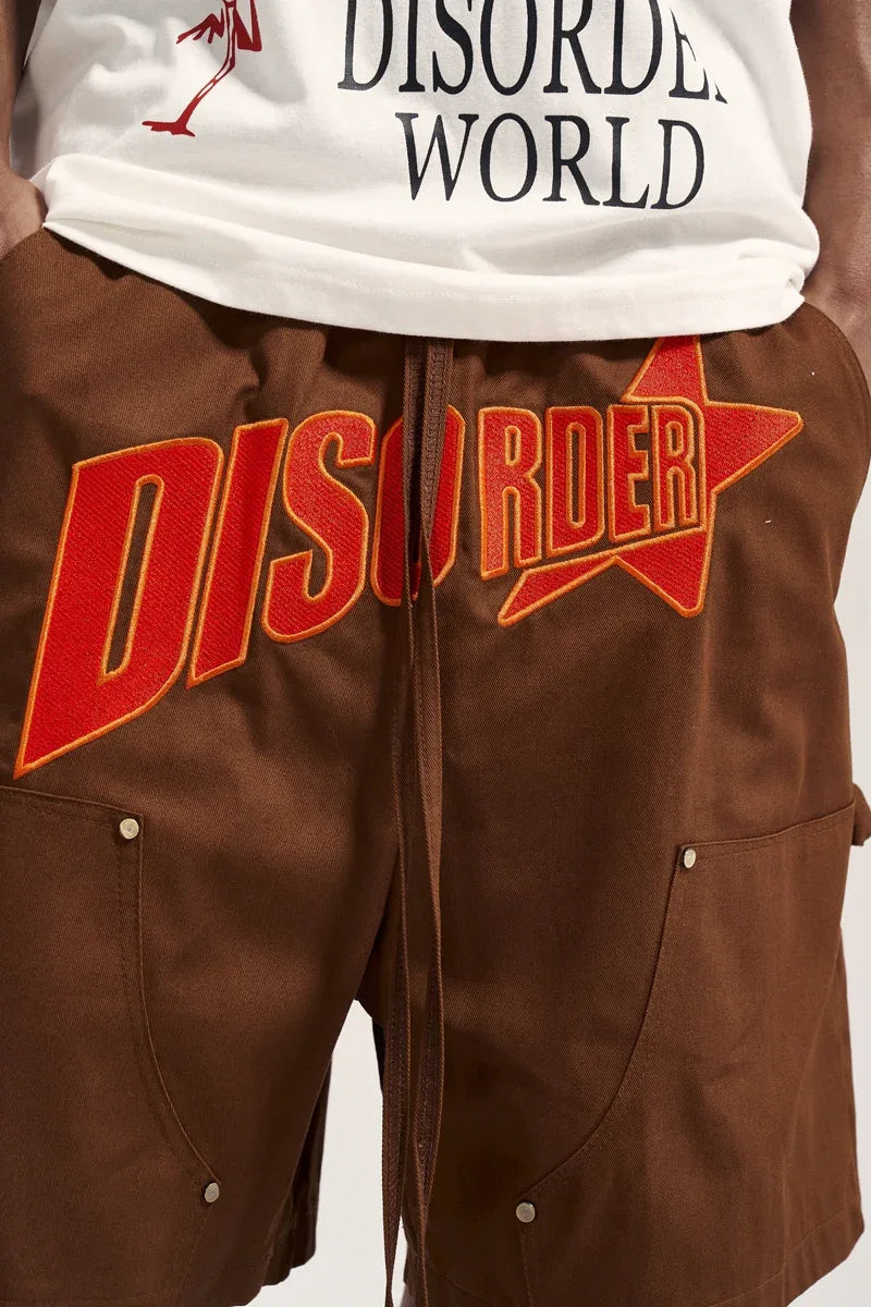 Heavy Industry Slogan Embroidered Street Loose Casual Shorts For Men MuddyStock