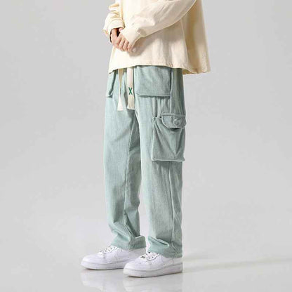 Men's Loose All-matching Corduroy Multi-pocket Straight Cargo Pants MuddyStock