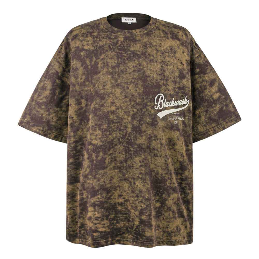 Tie-dye Letter Print Short-sleeve T-shirt For Men Brown null