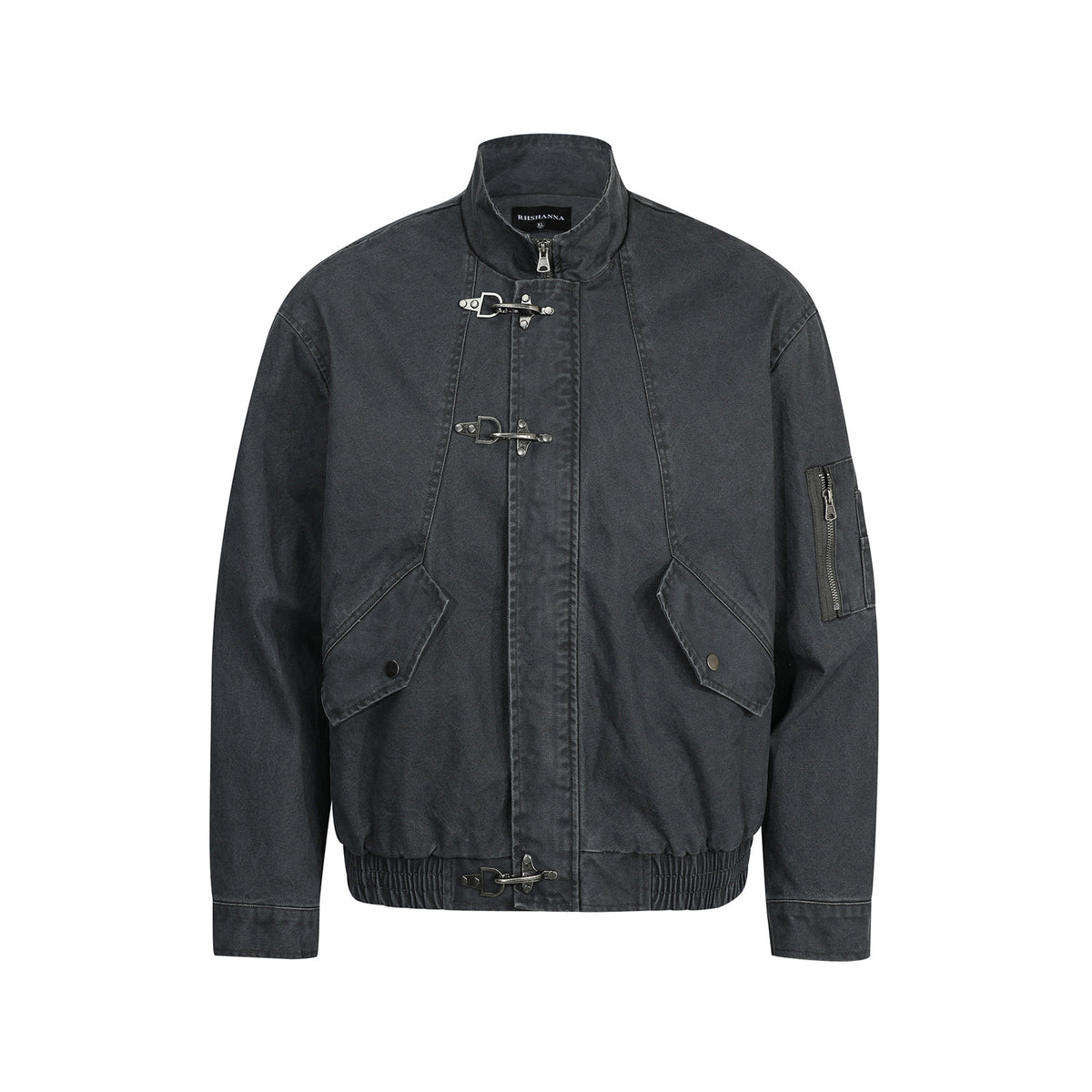 American Retro High-end Washed Vintage Design Stand-collar Casual Jacket For Men
