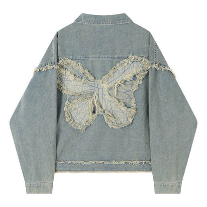 Butterfly Patch Short Denim Jacket For Women MuddyStock