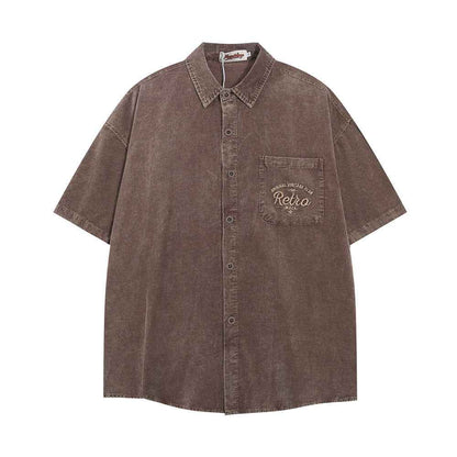 Letter Pocket Embroidered Casual Shirt For Men MuddyStock