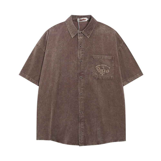 Letter Pocket Embroidered Casual Shirt For Men MuddyStock