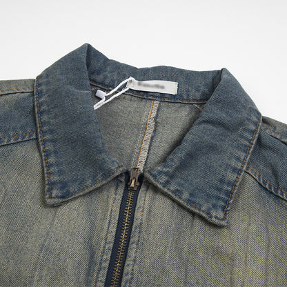 Punk Old Wash Denim Jacket For Men MuddyStock null