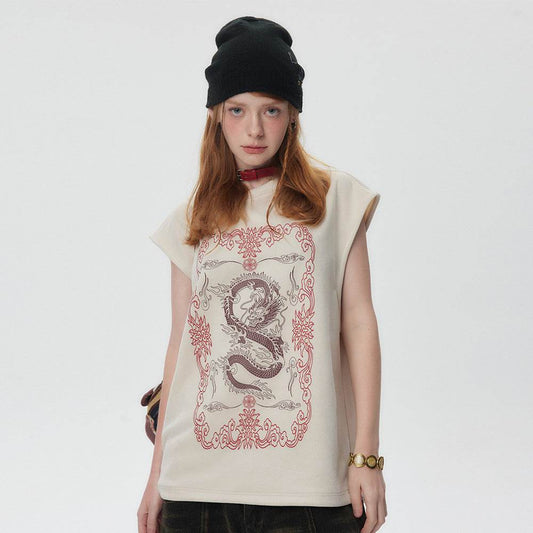 Dragon Pattern Printed Vest Women's Top MuddyStock