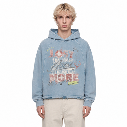 Vintage Washed Frayed-Hem Hoodie For Men | MuddyStock Originals