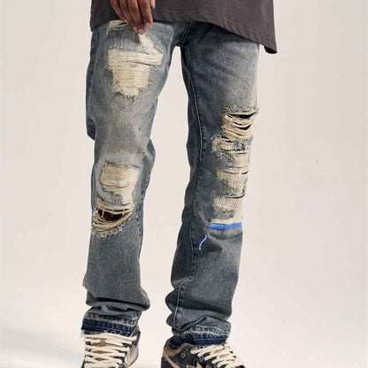 Havoc Blue Line Washed Distressed Men's VIBE Straight Jeans MuddyStock
