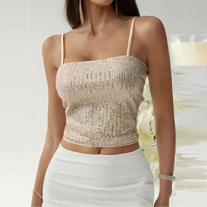 Sleeveless Hollow Backless Sequin Sling MuddyStock