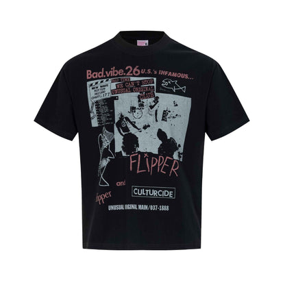 Rock portrait printed short sleeved t-shirt for men | MuddyStock Originals Black