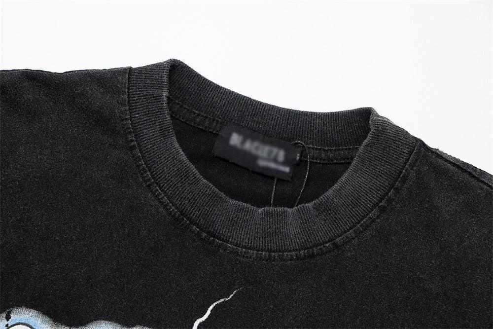 Men's Punk Wash Pure Cotton Long Sleeve t-shirt null