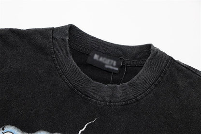 Men's Punk Wash Pure Cotton Long Sleeve t-shirt null