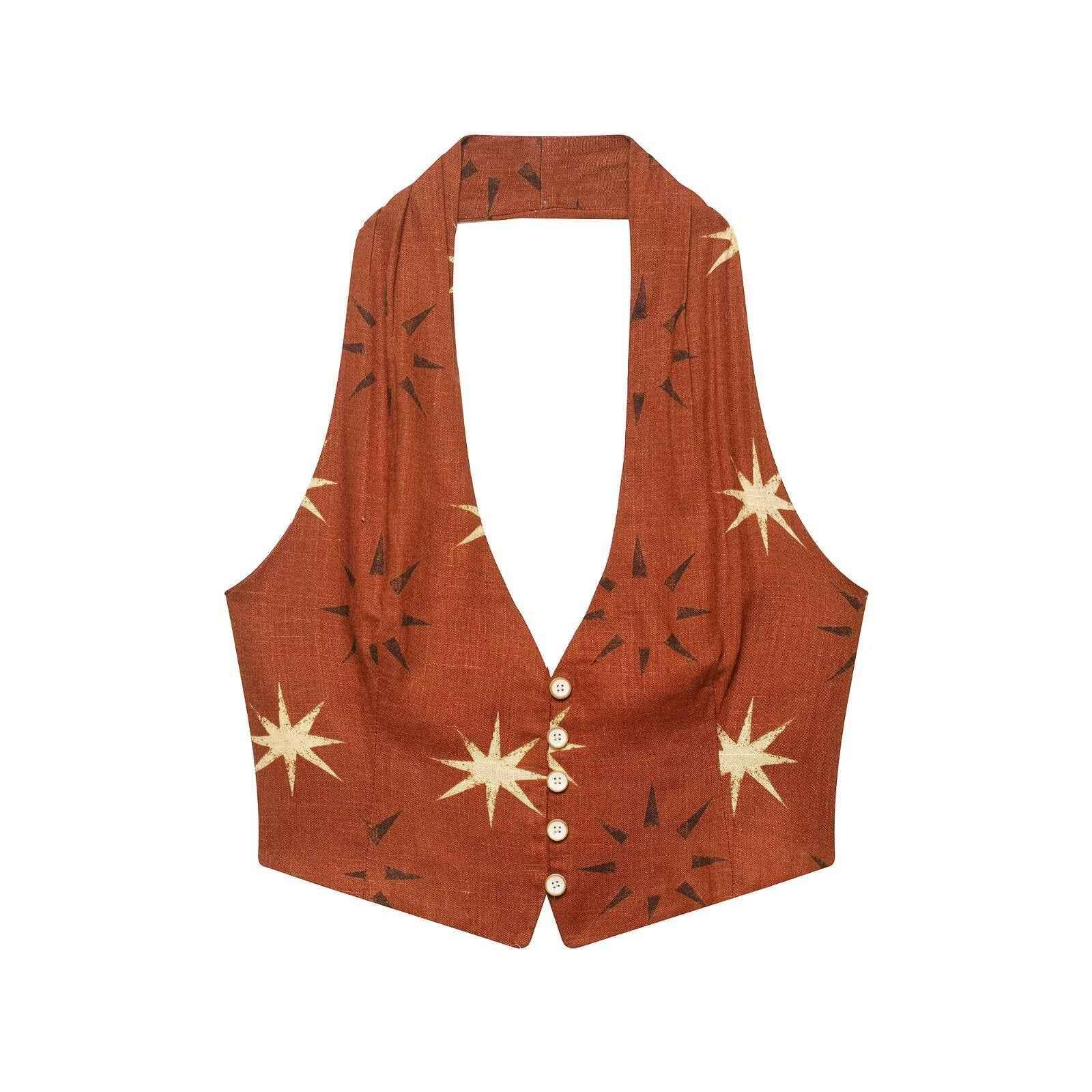 Printed linen blend top+straight leg pants set for women | MuddyStock Originals