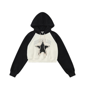 Star Embroidery Cropped Hoodie For Women | MuddyStock Originals Apricot