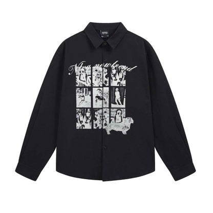 Abstract printed loose fitting men's and women's shirt | MuddyStock Originals Black MuddyStock