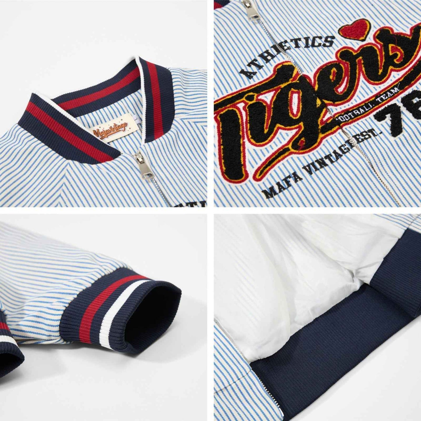 Letter Embroidery Stripe Baseball Jacket For Men | MuddyStock Originals MuddyStock