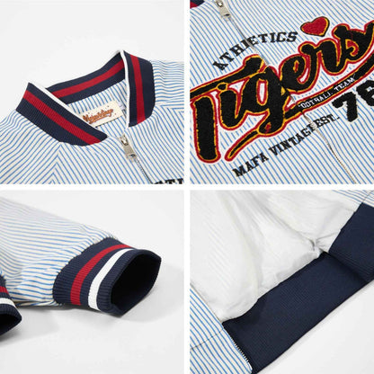 Letter Embroidery Stripe Baseball Jacket For Men | MuddyStock Originals MuddyStock