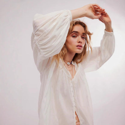 Lace-Trimmed Patchwork Thin Top For Women