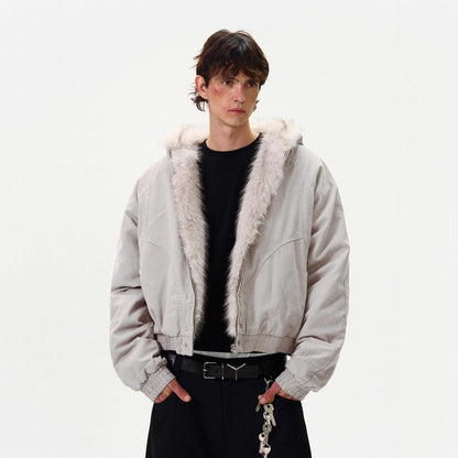 American Retro Niche Deconstructed Patch Fleece Jacket For Men All Products