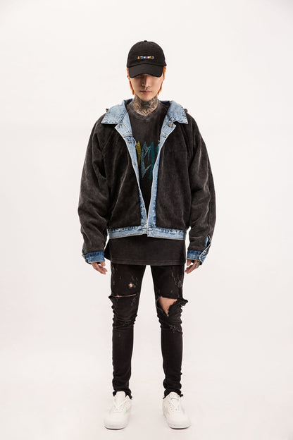 Two-sided wash denim jacket for men and women MuddyStock null