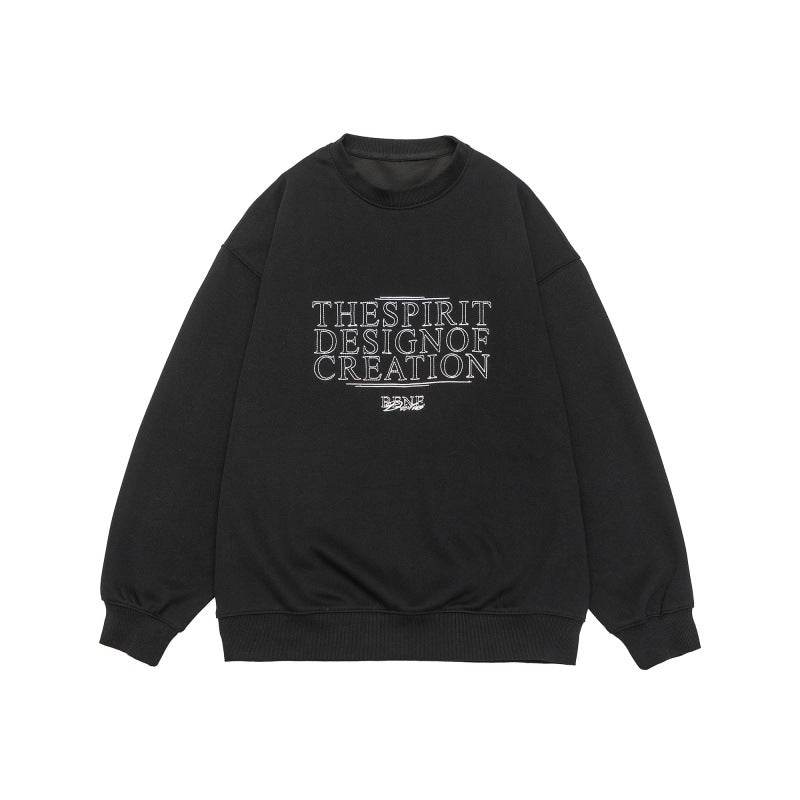 Letter Embroidery Round Neck Loose Retro Sweatshirt For Men And Women | MuddyStock Originals MuddyStock