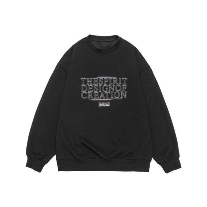 Letter Embroidery Round Neck Loose Retro Sweatshirt For Men And Women | MuddyStock Originals MuddyStock