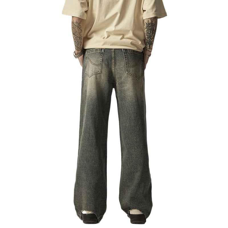 Straight Loose-fitting Wide-leg Trousers For Men MuddyStock