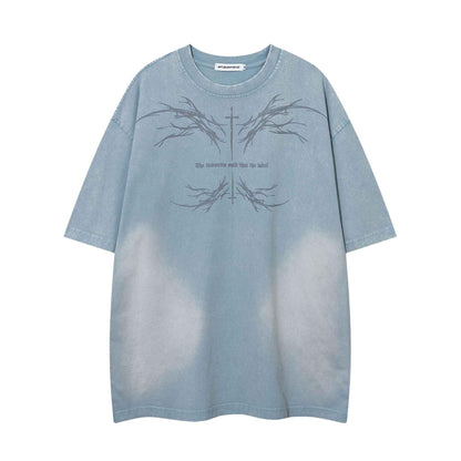 Color-contrasting Pattern Printed Short Sleeved T-shirt For Men And Women null