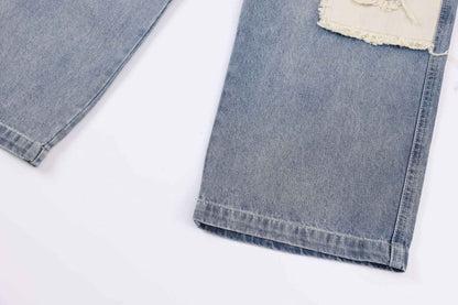 American-style Distressed Straight Casual Jeans For Women MuddyStock