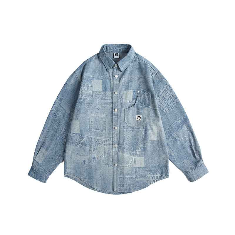 Vintage patchwork long sleeved shirt for men and women | MuddyStock Originals eprolo
