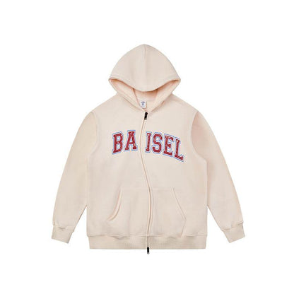Zipper Hooded Sweater For Men And Women Apricot MuddyStock