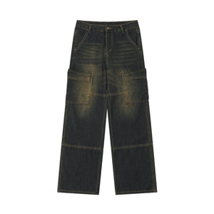 American Retro Wide Leg Jeans For Women Blue