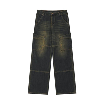 American Retro Wide Leg Jeans For Women Blue MuddyStock