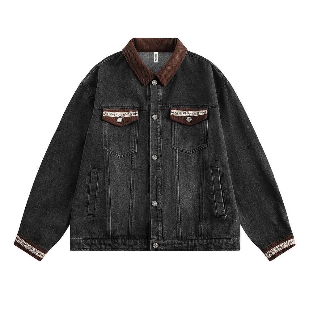 Punk Loose Wash Distressed Denim Jacket For Men And Women Black MuddyStock