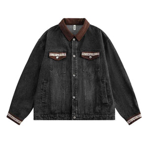 Punk Loose Wash Distressed Denim Jacket For Men And Women Black