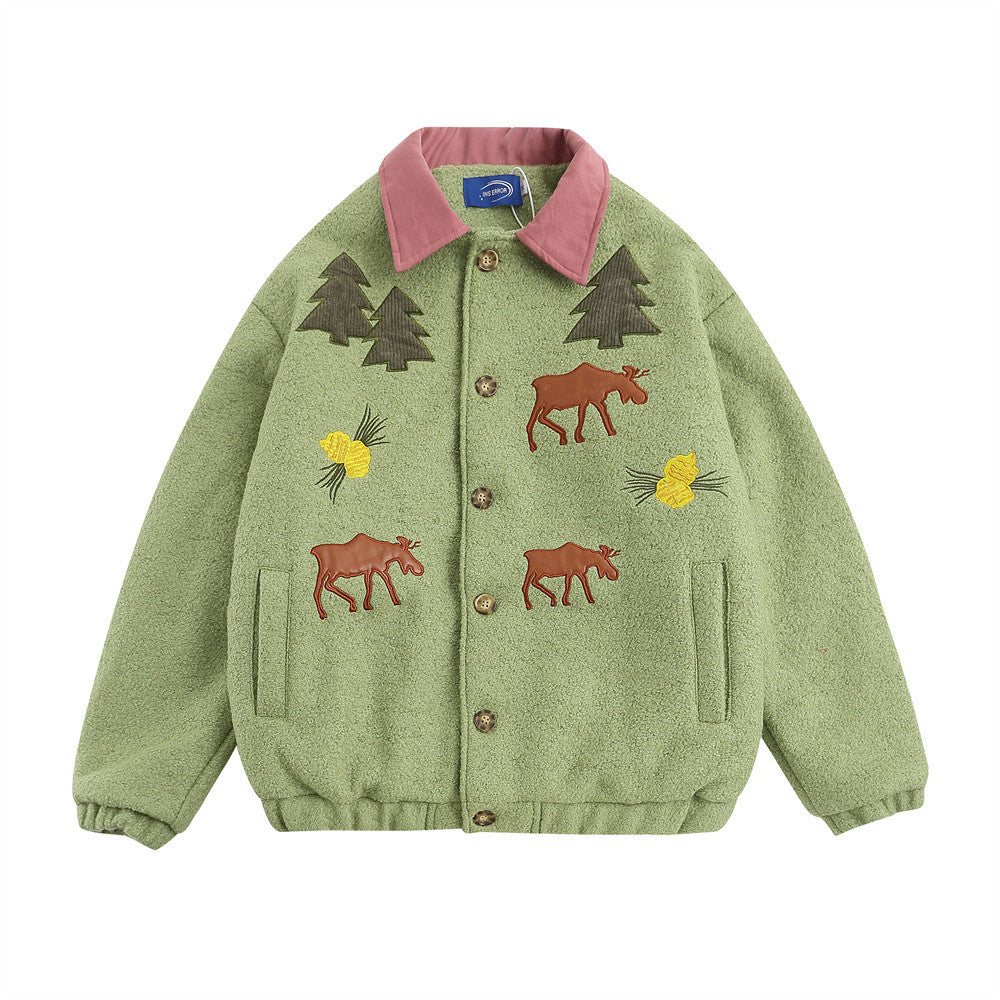 Loose Christmas Turtleneck Jacket For Women Green