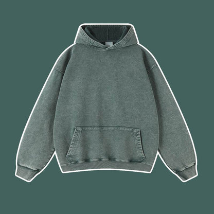 Vintage distressed washed pullover hoodie loose fitting unisex | MuddyStock Originals blackish green MuddyStock