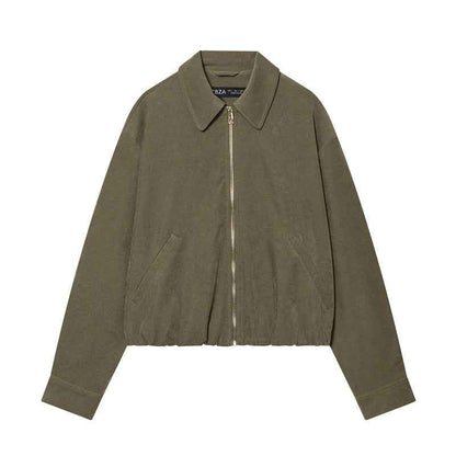 European And American Style Top Jacket For Women Olive Green Coat