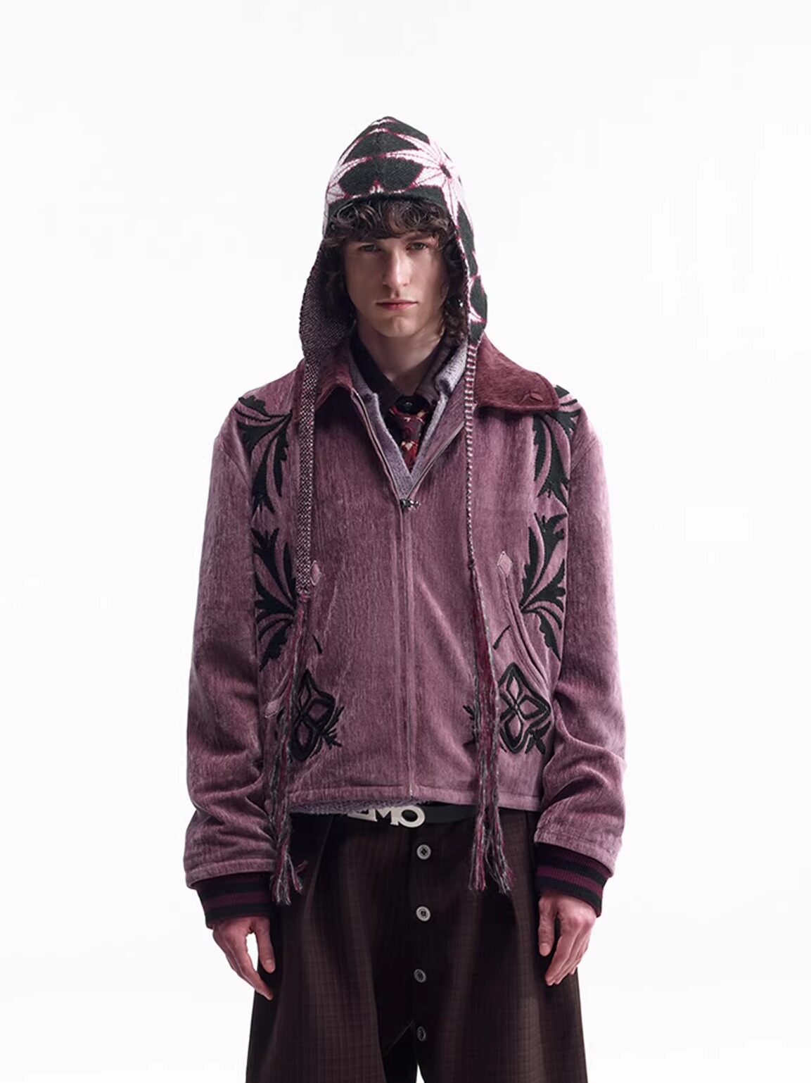 Retro Velvet Baseball Jacket For Men Purple All Products
