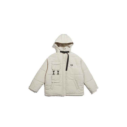 Men's Fake Two Piece Multi Pocket Thickened Jacket White MuddyStock